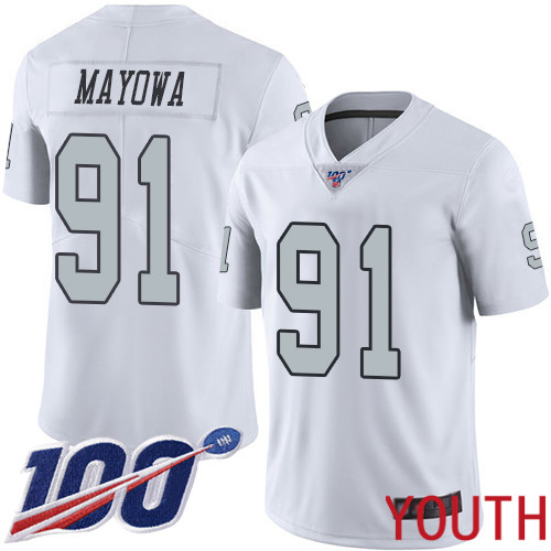 Oakland Raiders Limited White Youth Benson Mayowa Jersey NFL Football #91 100th Season Rush Vapor Jersey